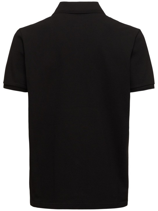 Moncler: Logo patch cotton polo shirt - men_4 | Luisa Via Roma