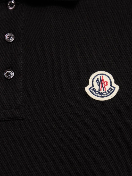 Moncler: Logo patch cotton polo shirt - men_3 | Luisa Via Roma