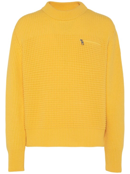 Moncler: Virgin wool & cashmere sweater - Yellow - men_0 | Luisa Via Roma