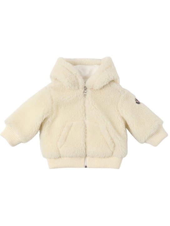 Moncler: Tech fleece zip-up teddy jacket - kids-boys_0 | Luisa Via Roma