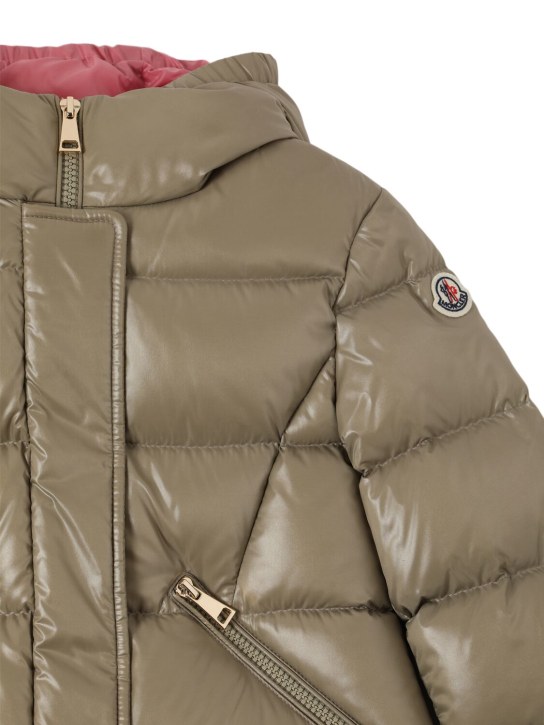 Moncler: Doudoune longue en nylon Bellevue - Beige - kids-girls_1 | Luisa Via Roma