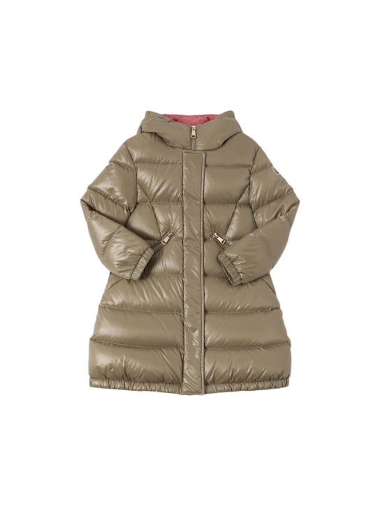 Moncler: Doudoune longue en nylon Bellevue - Beige - kids-girls_0 | Luisa Via Roma