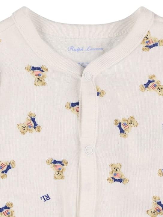 Polo Ralph Lauren: Bear print cotton interlock romper - Beyaz - kids-girls_1 | Luisa Via Roma