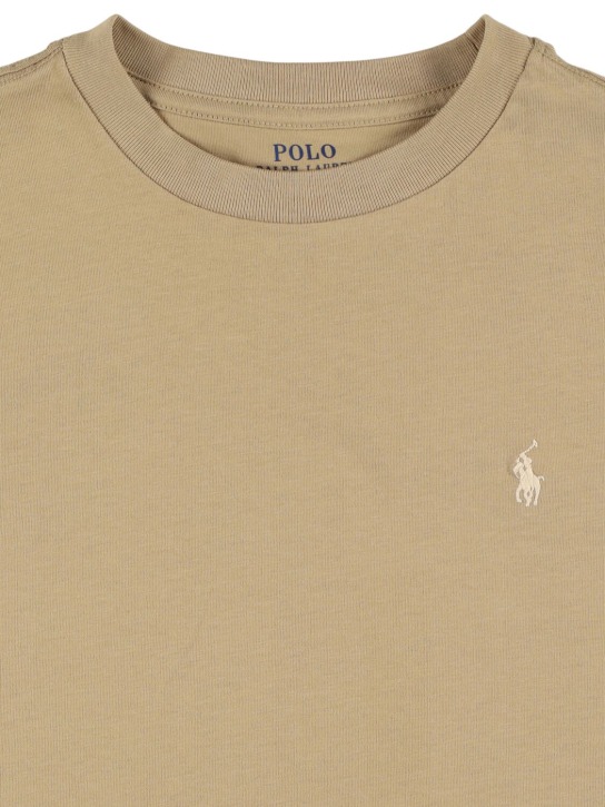 Polo Ralph Lauren: Camiseta de jersey de algodón con logo bordado - Caqui - kids-girls_1 | Luisa Via Roma