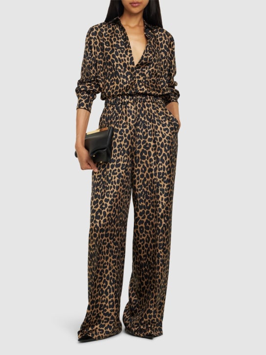 Max Mara: Ghinea silk wide leg pants - women_1 | Luisa Via Roma