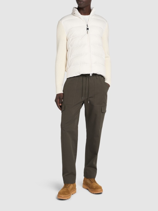 Moncler: Virgin wool down cardigan - Silk White - men_1 | Luisa Via Roma