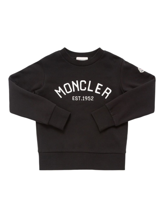 Moncler: Logo cotton sweatshirt & sweatpants - Siyah - kids-boys_1 | Luisa Via Roma