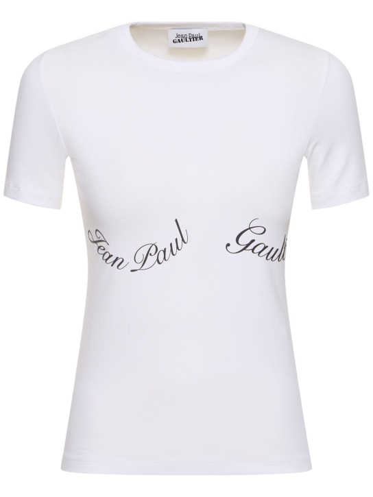 Jean Paul Gaultier: Baby-T-Shirt aus Baumwolle „Jean Paul Gaultier“ - Weiß/Schwarz - women_0 | Luisa Via Roma