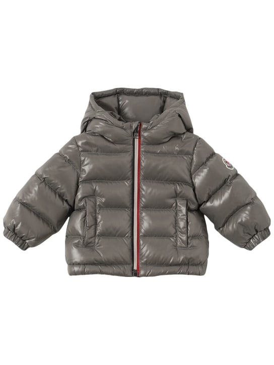 Moncler: New Aubert nylon down jacket - 灰色 - kids-boys_0 | Luisa Via Roma