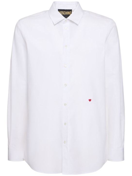 Moschino: 心形刺绣衬衫 - 白色 - men_0 | Luisa Via Roma