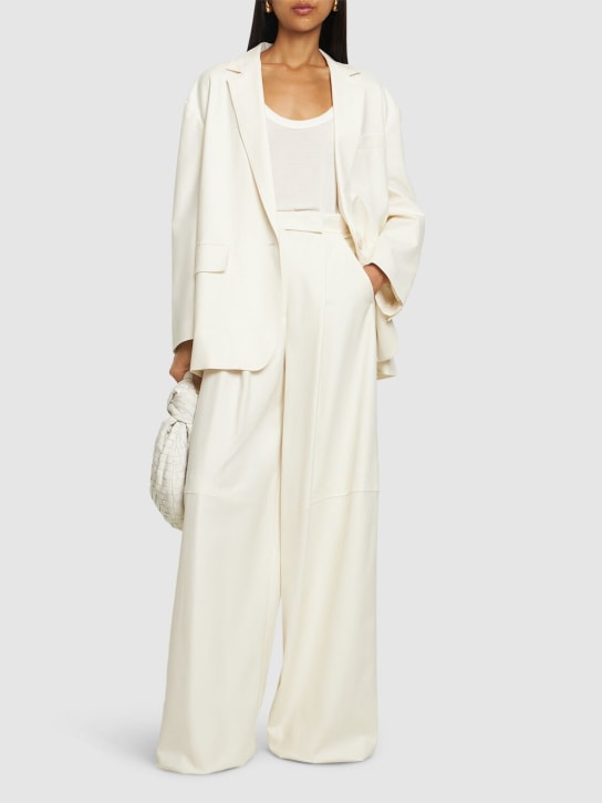 Max Mara: Monica oversize cotton blend blazer - Ivory - women_1 | Luisa Via Roma