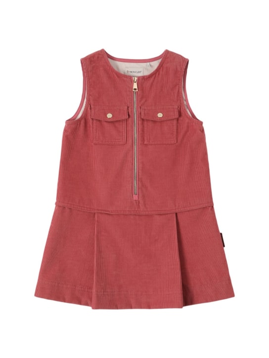 Moncler: Cotton corduroy dress - Pink - kids-girls_0 | Luisa Via Roma