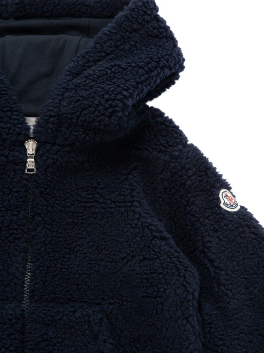 Moncler: Tech teddy hooded zip-up jacket - Midnight Blue - kids-boys_1 | Luisa Via Roma