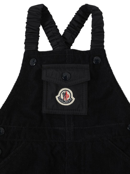 Moncler: Salopette côtelée à logo - Bleu Roi - kids-boys_1 | Luisa Via Roma
