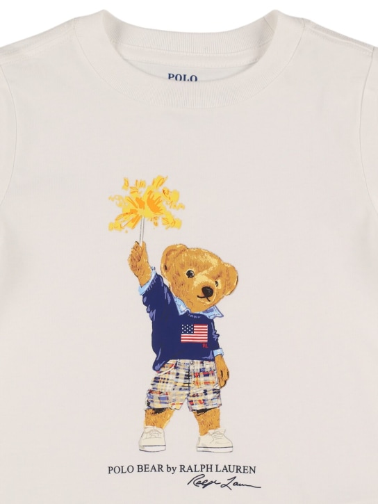 Polo Ralph Lauren: T-shirt en jersey de coton imprimé - Blanc - kids-boys_1 | Luisa Via Roma