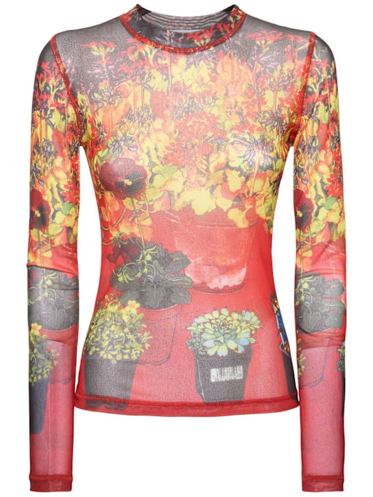 JW Anderson: Printed sheer tech long sleeve top - women_0 | Luisa Via Roma