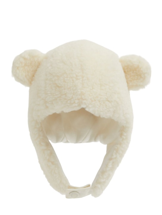 Moncler: Teddy nylon cap with earflaps - Silk White - kids-girls_0 | Luisa Via Roma