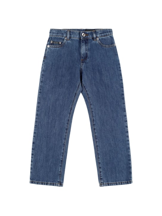 Dolce&Gabbana: Pantalones de denim de algodón - Azul - kids-boys_0 | Luisa Via Roma