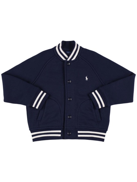 Polo Ralph Lauren: Logo embroidered bomber jacket - Navy - kids-boys_0 | Luisa Via Roma