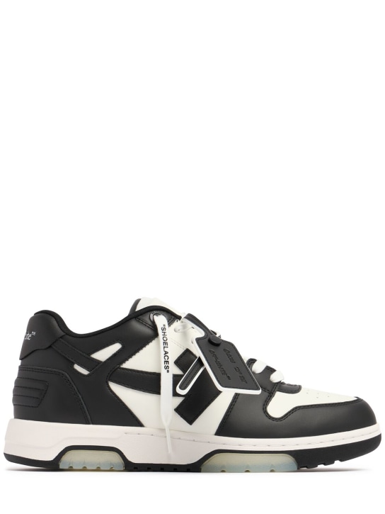 Off-White: Out Of Office leather sneakers - Black/White - men_0 | Luisa Via Roma