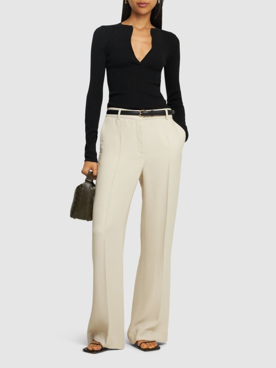 Max Mara: Urlo silk & cashmere long sleeve top - Black - women_1 | Luisa Via Roma