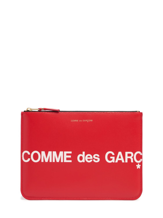Comme des Garçons Wallet: Logo皮革手拿包 - 红色 - men_0 | Luisa Via Roma