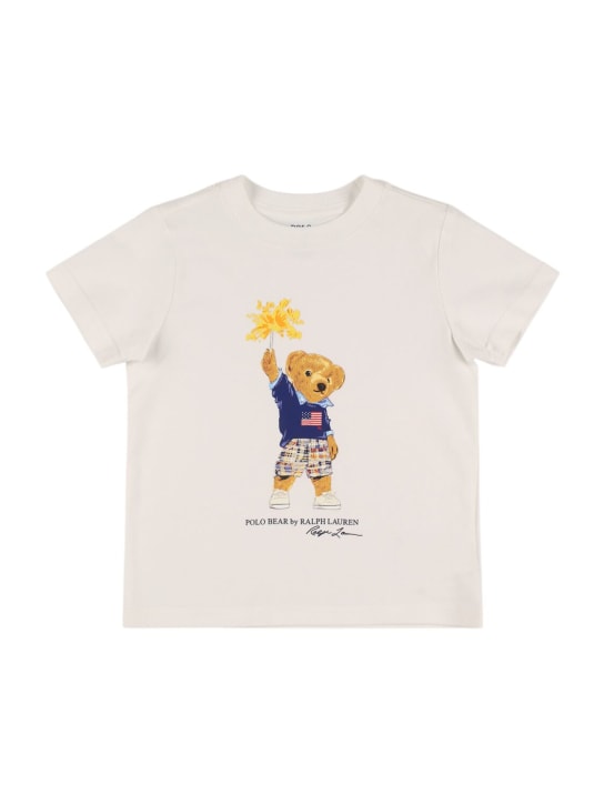 Polo Ralph Lauren: Printed cotton jersey t-shirt - Beyaz - kids-girls_0 | Luisa Via Roma