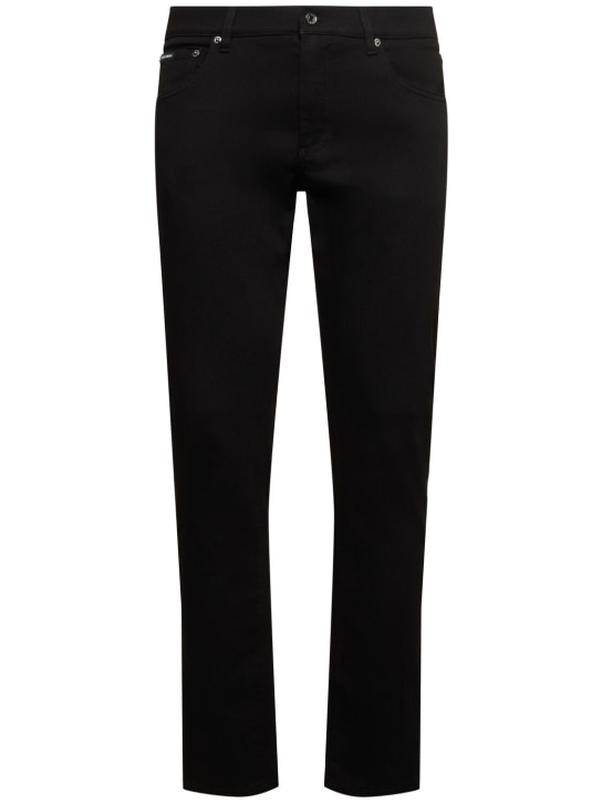 Dolce&Gabbana: Jeans de denim con cinco bolsillos - Negro - men_0 | Luisa Via Roma