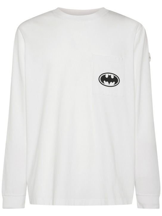 Moncler: Batman cotton jersey long sleeve t-shirt - White - men_0 | Luisa Via Roma