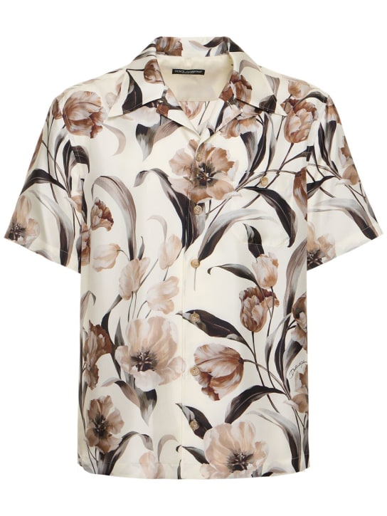 Dolce&Gabbana: Flower printed silk shirt - Renkli - men_0 | Luisa Via Roma