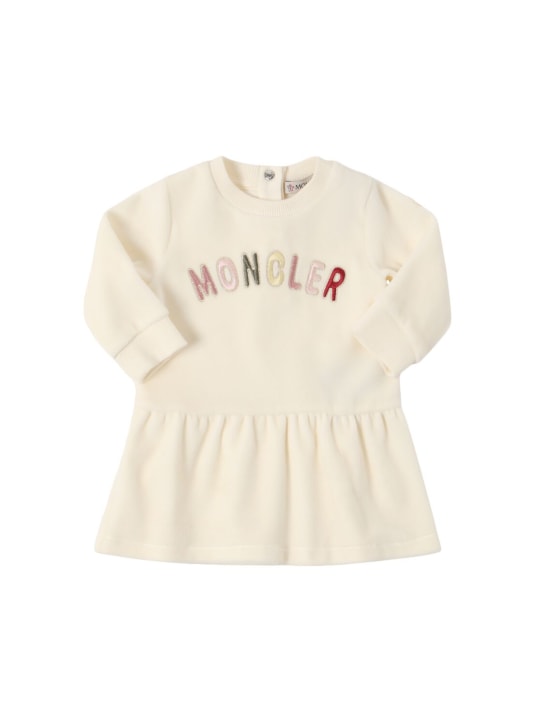 Moncler: Vestito in misto cotone con logo - kids-girls_0 | Luisa Via Roma