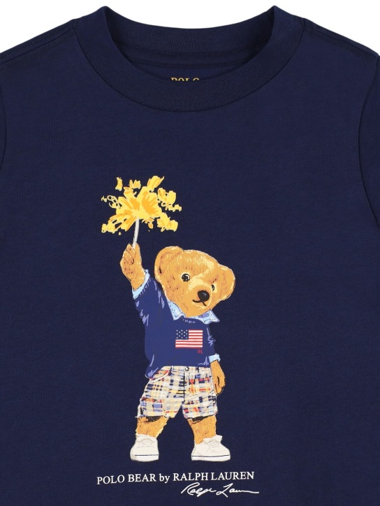 Polo Ralph Lauren: Bedrucktes T-Shirt aus Baumwolljersey - Blau - kids-girls_1 | Luisa Via Roma