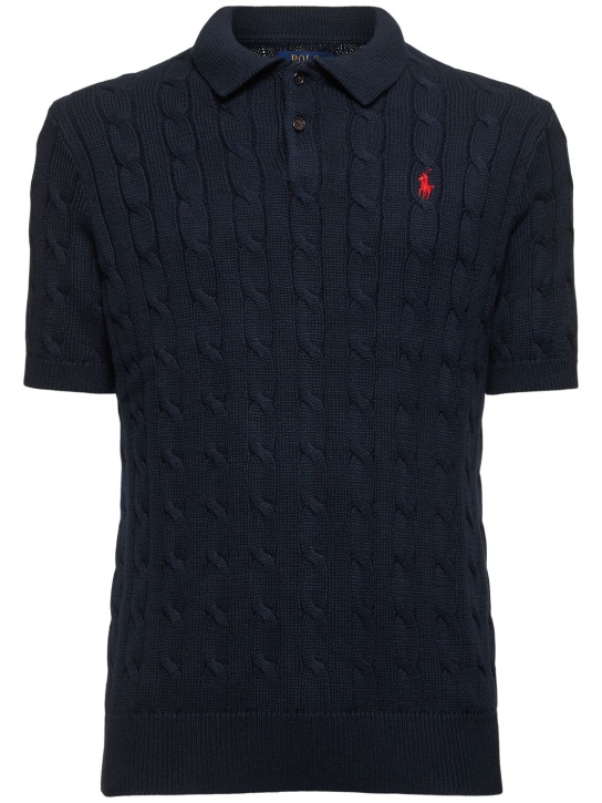 Polo Ralph Lauren: Chemise en maille à manches courtes - Bleu - men_0 | Luisa Via Roma