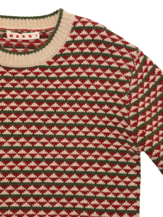 Marni Junior: Wool blend knit sweater - Red/Multi - kids-boys_1 | Luisa Via Roma