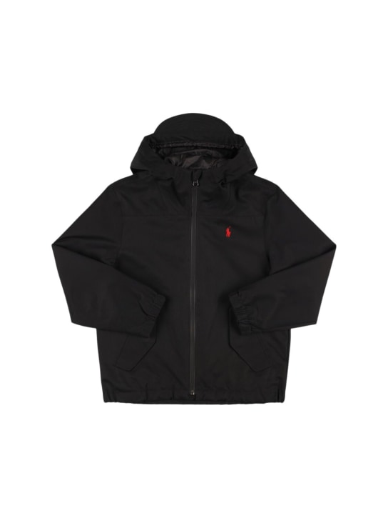 Polo Ralph Lauren: Hooded nylon jacket - Siyah - kids-boys_0 | Luisa Via Roma