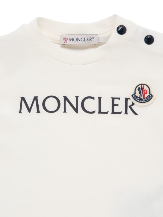 Moncler: Logo cotton t-shirt - シルクホワイト - kids-boys_1 | Luisa Via Roma