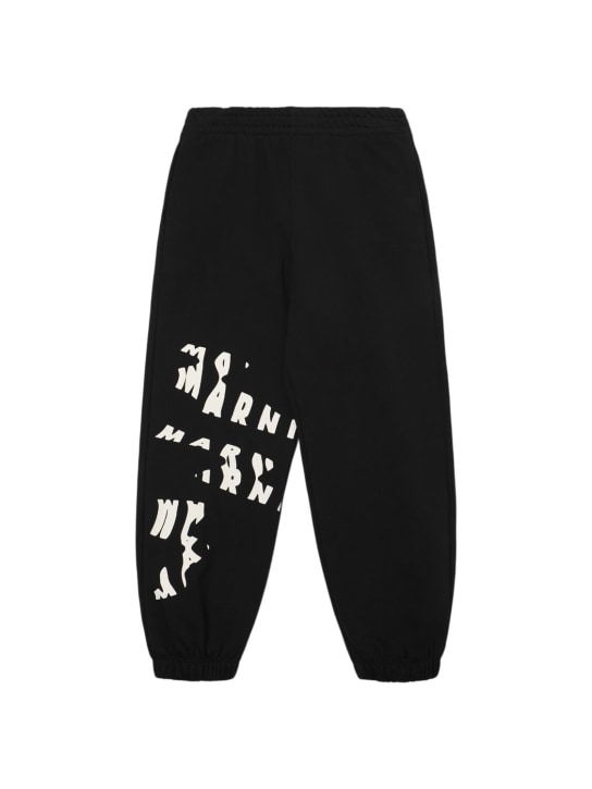 Marni Junior: Printed cotton sweatpants - Black - kids-boys_0 | Luisa Via Roma