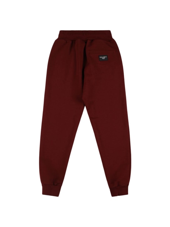 Dolce&Gabbana: Pantalones de felpa de algodón - Rojo Oscuro - kids-girls_1 | Luisa Via Roma