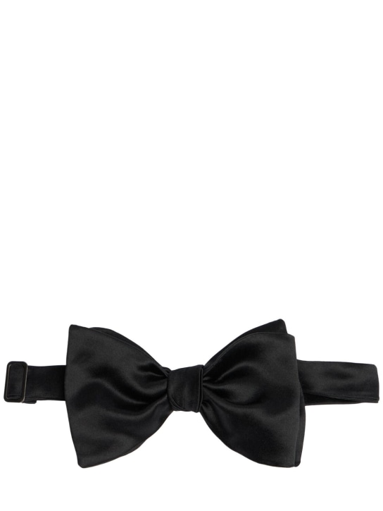 Brunello Cucinelli: Duchesse satin bow tie - Black - men_0 | Luisa Via Roma