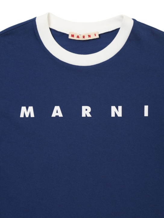 Marni Junior: Logo cotton jersey t-shirt - Blue - kids-boys_1 | Luisa Via Roma