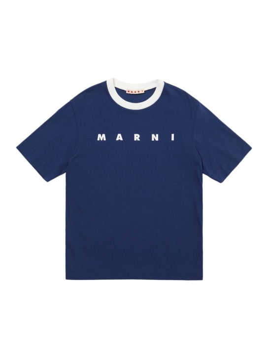 Marni Junior: Embroidered cotton jersey t-shirt - kids-girls_0 | Luisa Via Roma