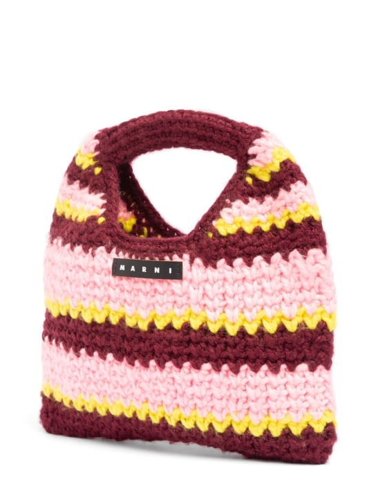 Marni Junior: Striped crochet mini top handle bag - Pink/Red - kids-girls_1 | Luisa Via Roma