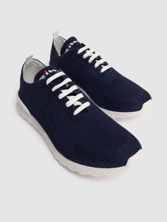 Kiton: Sneakers de punto de algodón - Azul Marino - men_1 | Luisa Via Roma