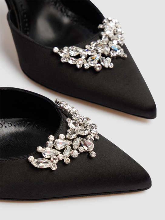 Manolo Blahnik: 90mm Lurum satin mules - Black - women_3 | Luisa Via Roma