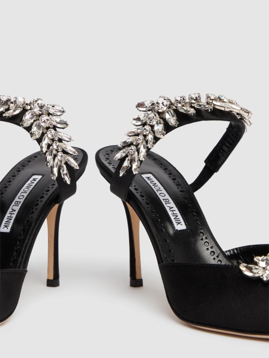 Manolo Blahnik: 90mm Lurum satin mules - Black - women_4 | Luisa Via Roma
