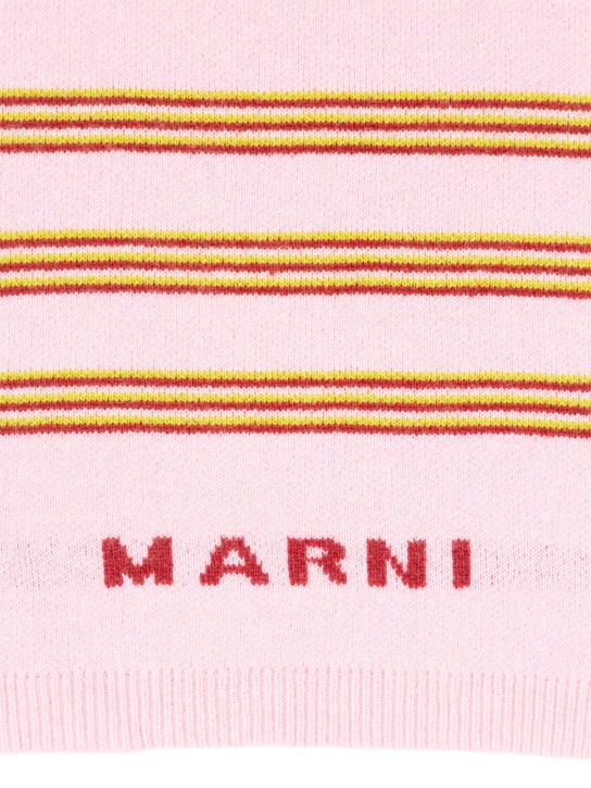 Marni Junior: 로고 울 혼방 니트 스카프 - 핑크 - kids-girls_1 | Luisa Via Roma