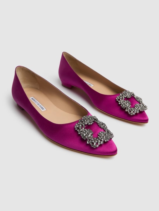 Manolo Blahnik: Zapatos planos de satén de seda 10mm - Rosa Oscuro - women_1 | Luisa Via Roma