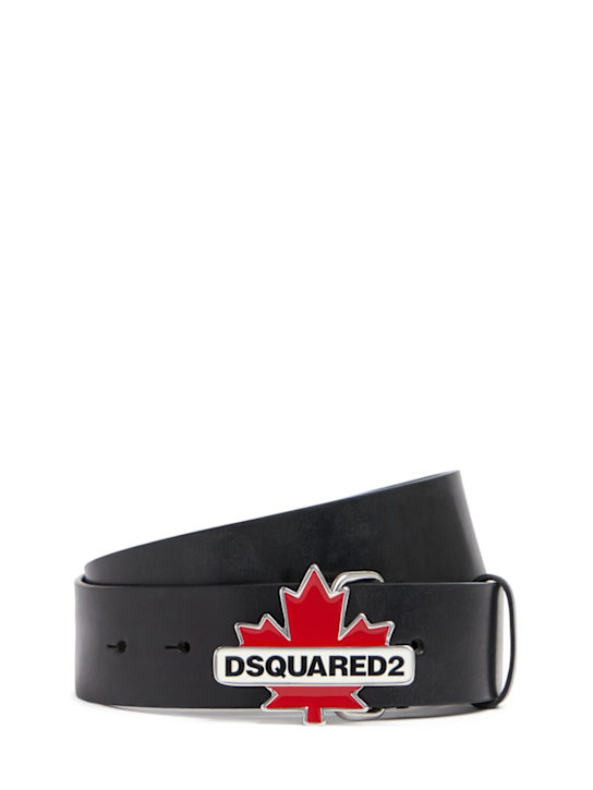 Dsquared2: Logo leather belt - men_0 | Luisa Via Roma