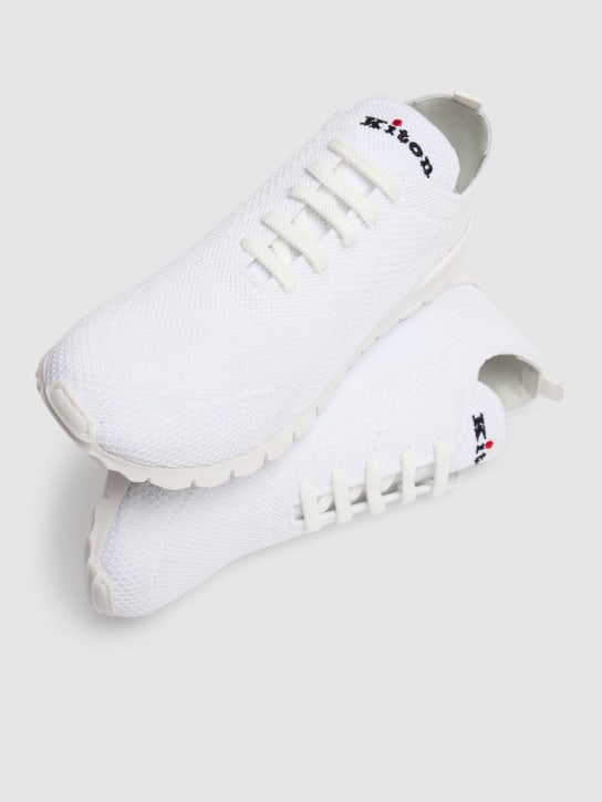 Kiton: Knit low top sneakers - White - men_1 | Luisa Via Roma