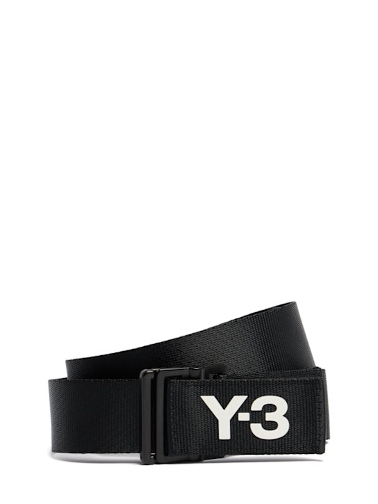 Y-3: Cintura in webbing con logo - men_0 | Luisa Via Roma